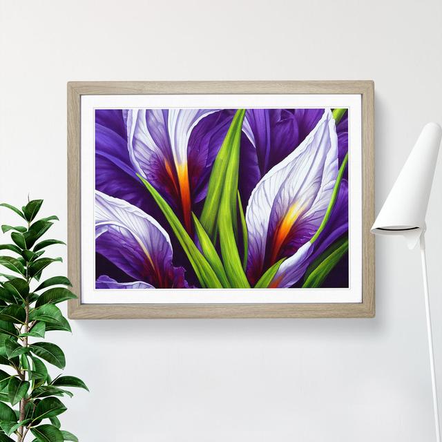 XH1022-6110X Modern Iris Flowers Vol.7 - Single Picture Frame Print Marlow Home Co. Frame Colour: Oak, Size: 46cm H x 64cm W x 2cm D on Productcaster.