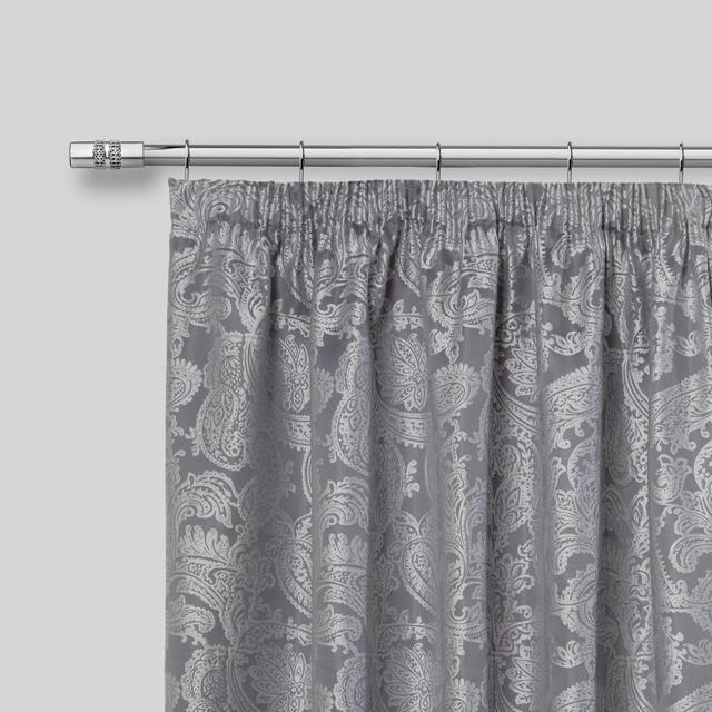 Diamante Chrome Stainless Steel Adjustable 120cm to 210cm 2cm Single Curtain Pole Etta Avenue Size: 1.6 - 3m, Finish: Chrome on Productcaster.