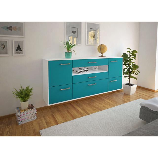 Beitz sideboard; Color: Black/Anthracite; Flying/Metal handles; Dimensions: 180cm x 79cm x 35cm Brayden Studio Colour: Java/White on Productcaster.