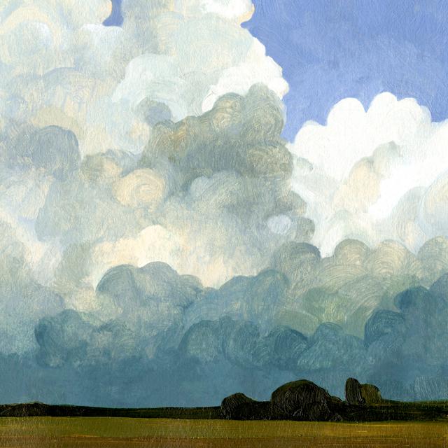 Blue Cumulus II by Emma Caroline - Wrapped Canvas Print Rosalind Wheeler Size: 51cm H x 51cm W on Productcaster.