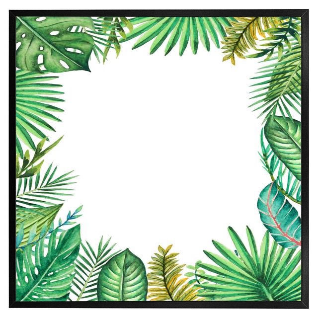 Aashay Tropical Leaves - Print Bay Isle Home Format: Black Framed, Size: 51cm H x 51cm W x 4cm D on Productcaster.