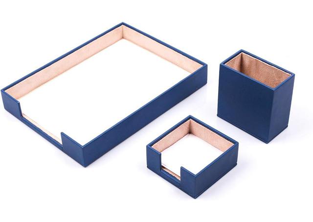 Michieal Faux Leather Desk Organiser Set Ebern Designs Colour: Blue on Productcaster.