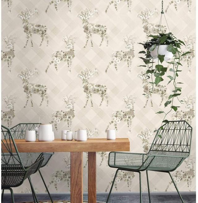 Shevlin 10.05m x 53cm Matte Wallpaper Roll World Menagerie Colour: Beige on Productcaster.