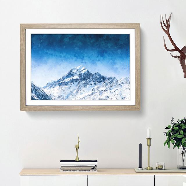 Snow Covered Aoraki Mount Cook - Picture Frame Painting Print East Urban Home Size: 62cm H x 87cm W x 2cm D, Frame Option: Oak Framed on Productcaster.