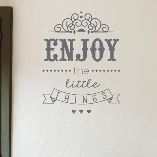 Enjoy The Little Things Wall Sticker 17 Stories Size: Medium, Colour: Grey on Productcaster.