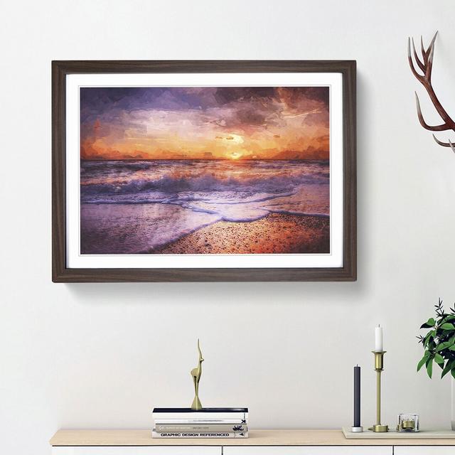 Sunset upon the Beach in Denmark in Abstract - Picture Frame Graphic Art Print East Urban Home Size: 27cm H x 36cm W x 2cm D, Frame Option: Walnut Fra on Productcaster.