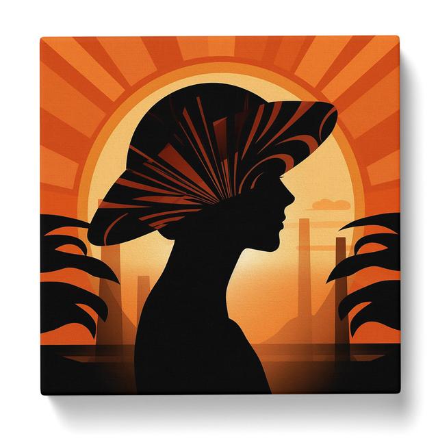 Art Deco Sunset Silhouette - Art Prints Marlow Home Co. Size: 50cm H x 50cm W x 3cm D on Productcaster.