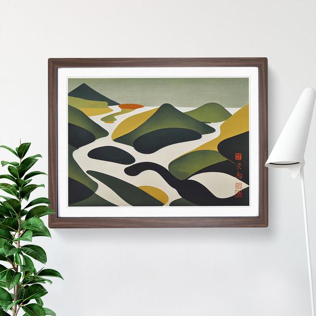 Abstract Mountain River Vol.1 - Single Picture Frame Print Metro Lane Frame Colour: Walnut, Size: 25cm H x 34cm W x 2cm D on Productcaster.