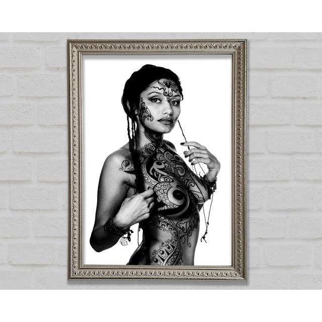 Tribal Tattooed Female Framed Print Ebern Designs Size: 84.1cm H x 118.9cm W on Productcaster.