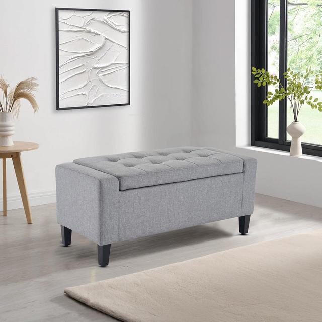 Luxury Crushed Velvet Ottoman Stool home republic Upholstery Colour: Grey, Upholstery Upholstery Material: Linen on Productcaster.