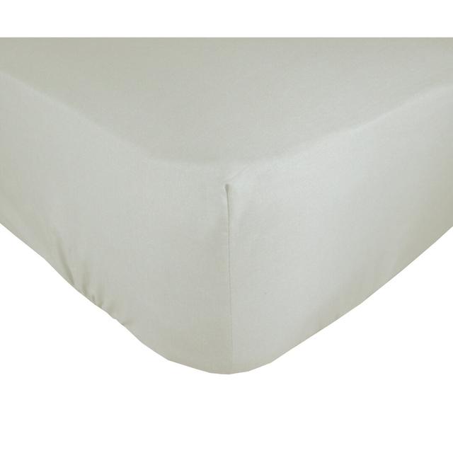 180 Thread Count Cotton Blend Percale Fitted Sheet Symple Stuff Size: Double (4'6), Colour: Cream on Productcaster.