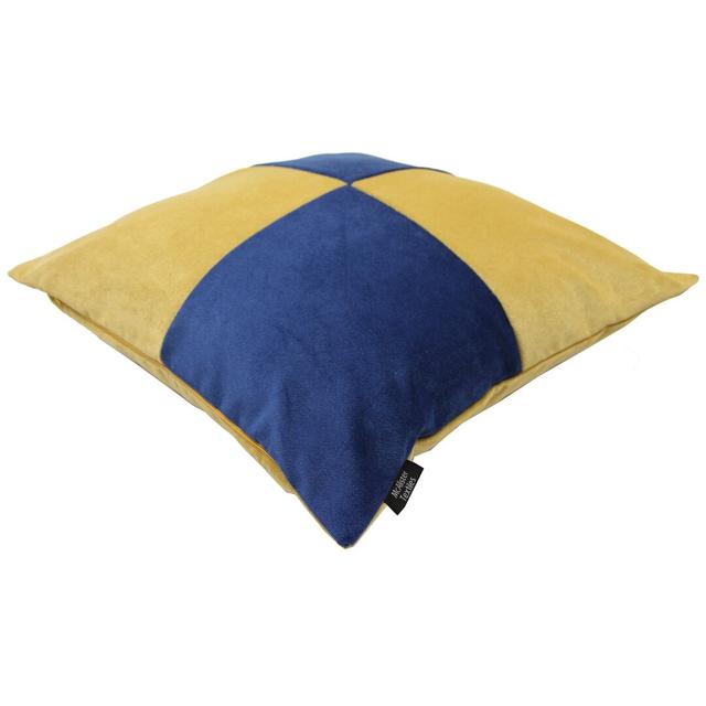 Ephialtes Patchwork Square Throw Cushion Brayden Studio Size: 43 x 43cm, Colour: Ochre/Navy on Productcaster.