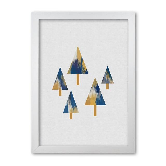 Trees Blue And Yellow - Print East Urban Home Format: White Grain Frame, Size: 30 cm H x 21 cm W x 5 cm D on Productcaster.