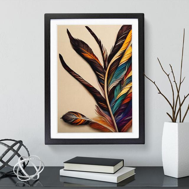 Creative Feathers - Picture Frame Graphic Art Latitude Vive Size: 46cm H x 34cm W x 2cm D, Frame Colour: Black Framed on Productcaster.