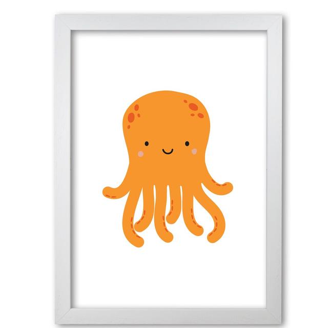 Children's Animals, Octopus - Picture Frame Graphic Art Print on Paper East Urban Home Format: White Grain Frame, Size: 85 cm H x 60 cm W x 5 cm D on Productcaster.