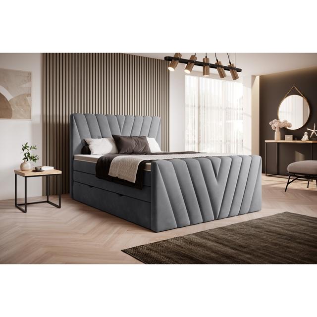 Boxspring Mankin with Topper Fairmont Park Size: 160 x 200cm, Colour: Grey on Productcaster.