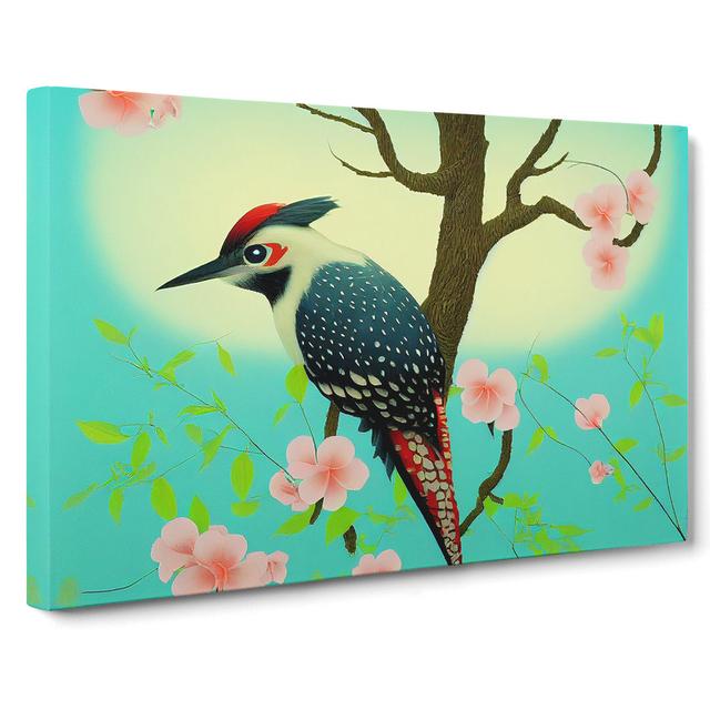 Breathtaking Woodpecker Bird - Wrapped Canvas Painting Marlow Home Co. Size: 35cm H x 50cm W x 3cm D on Productcaster.