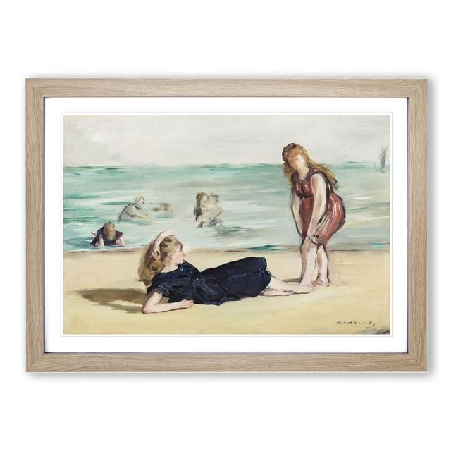 On the Beach by Edouard Manet - Picture Frame Painting East Urban Home Size: 48cm H x 65cm W x 2cm D, Frame Option: Oak Framed on Productcaster.