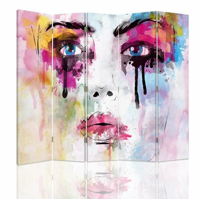 Face with Paint Stains Canvas 5 Panel Room Divider Brayden Studio on Productcaster.