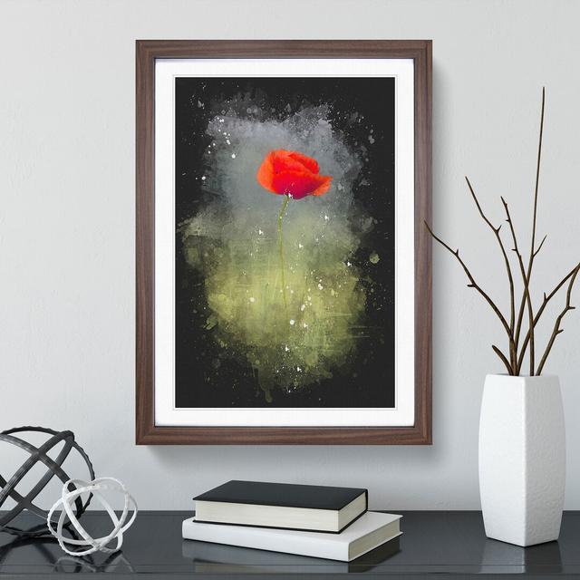 The Lone Poppy Flower Paint Splash - Picture Frame Graphic Art East Urban Home Size: 90cm H x 65cm W x 2cm D, Frame Option: Walnut Framed on Productcaster.