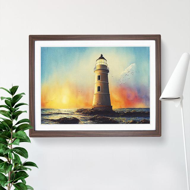 Lighthouse Vol.2 - Picture Frame Painting Breakwater Bay Frame Colour: Walnut, Size: 25cm H x 34cm W x 2cm D on Productcaster.