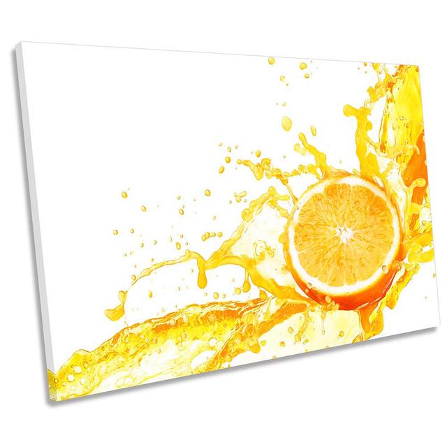 Orange Fruit Slices Splash Picture Wrapped Canvas Art Prints 17 Stories Size: 81.3cm H x 121.9cm W x 4cm D on Productcaster.