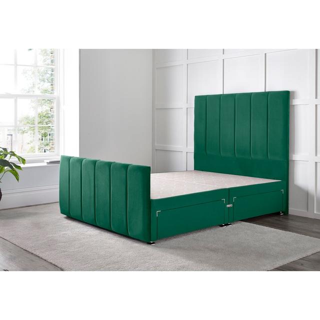 Cadebrooke Divan Bed with 54" Floorstanding Headboard Wayfair Sleep Colour: Green, Size: Super King (6'), Storage Type: 2 Foot-end Drawers on Productcaster.