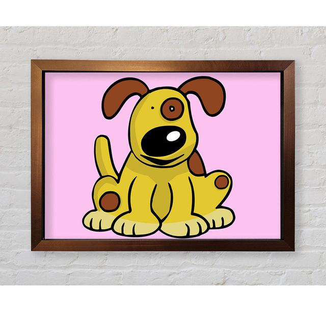 Dog Cartoon Tail White - Single Picture Frame Art Prints Zoomie Kids Size: 42cm H x 59.7cm W x 3.4cm D, Colour: Pink on Productcaster.