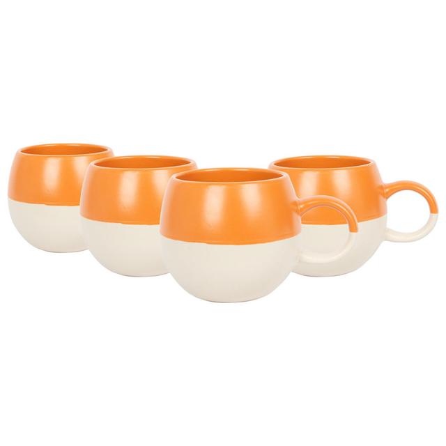 Nicola Spring Dipped Stoneware Sphere Mugs - 340ml - Pack of 4 (Set of 4) Nicola Spring Colour: Burnt Orange on Productcaster.