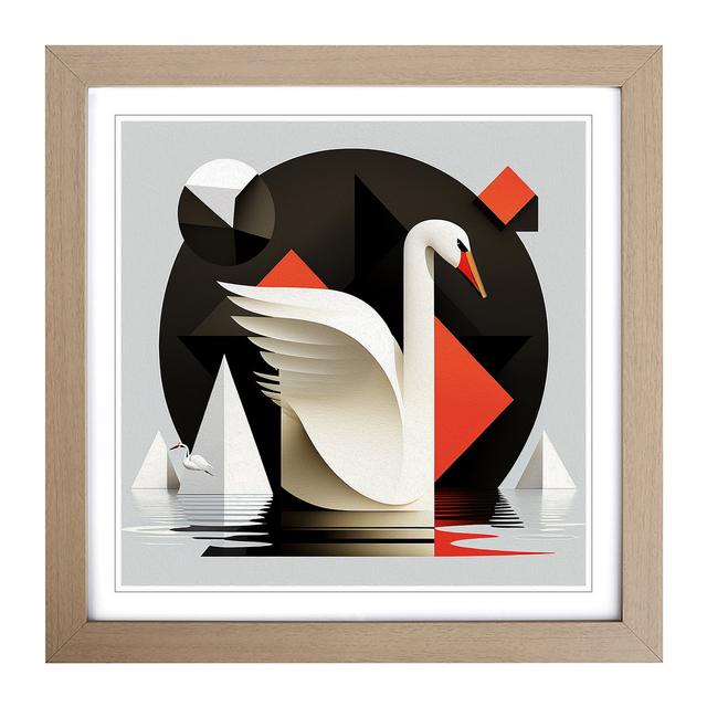 Swan Suprematism - Single Picture Frame Print on Wood 17 Stories Format: Oak on Productcaster.