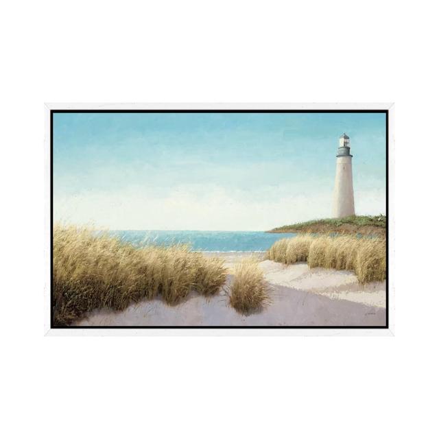 Lighthouse by the Sea - Wrapped Canvas Graphic Art Print House of Hampton Format: White Floater Framed, Size: 101.6cm H x 152.4cm W x 3.8cm D on Productcaster.