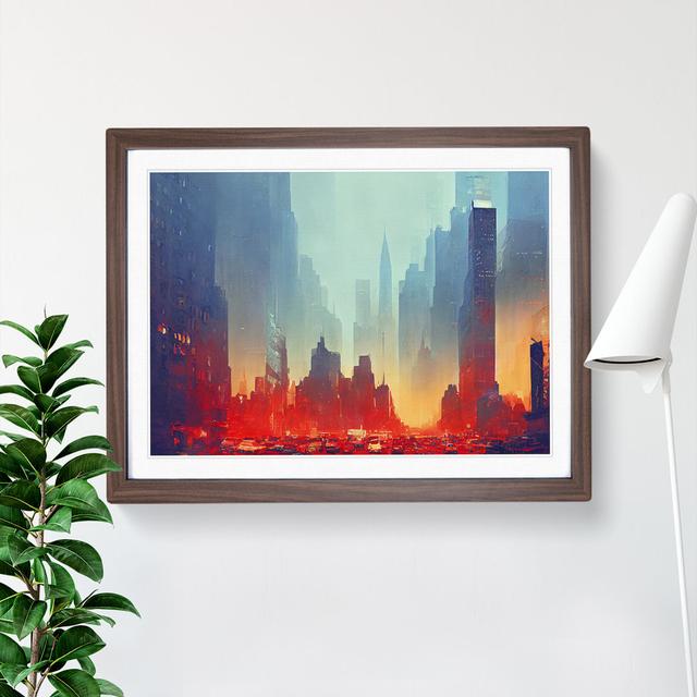 New York City Skyline Vol.5 Abstract - Single Picture Frame Print 17 Stories Size: 46cm H x 64cm W, Frame Colour: Walnut on Productcaster.