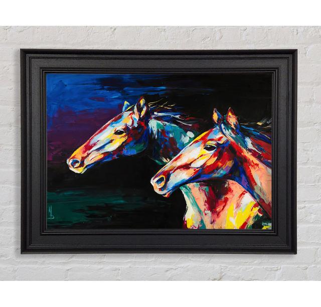 Two Running Horses - Print Gracie Oaks Size: 59.7Cm H x 84.1cm W x 8cm D on Productcaster.