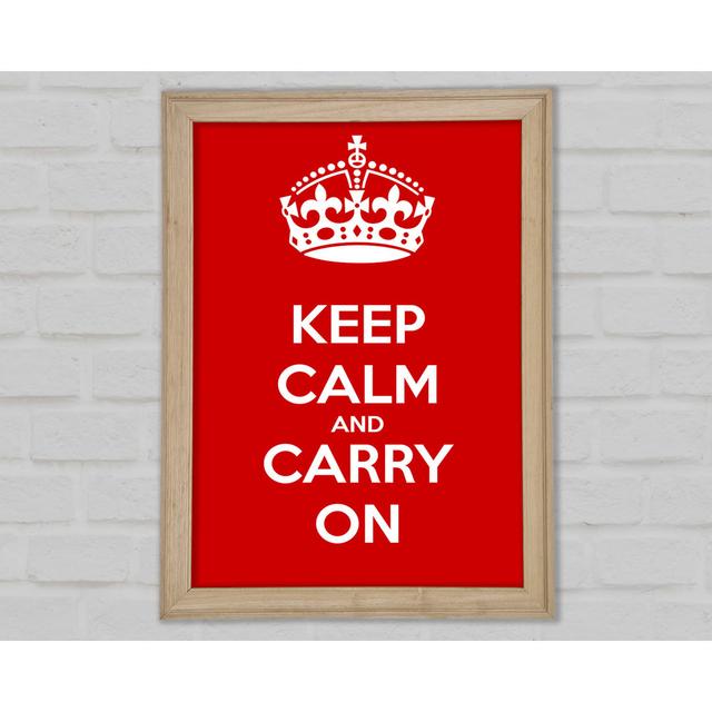 Gracehill Keep Calm And Carry On Framed Print Wall Art Happy Larry Size: 29.7cm H x 42cm W x 1.5cm D, Format: Natural Framed Paper on Productcaster.