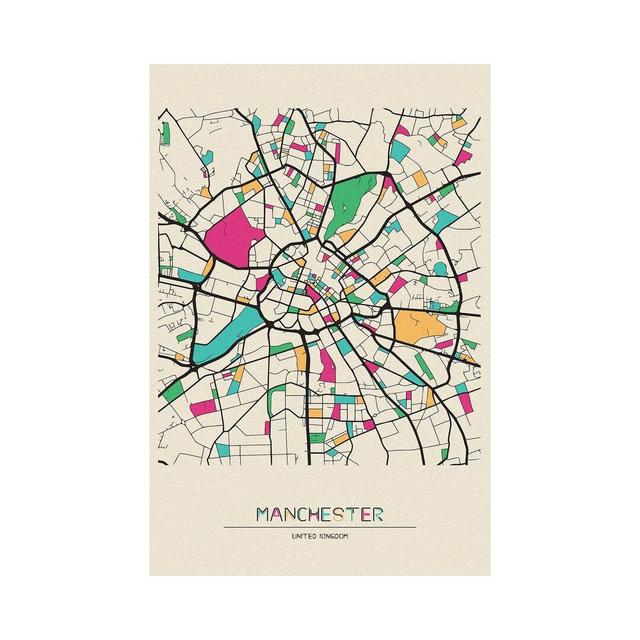 Manchester, England Map by Ayse Deniz Akerman - Wrapped Canvas Graphic Art on Canvas Borough Wharf Size: 30.48cm H x 20.32cm W x 1.9cm D on Productcaster.