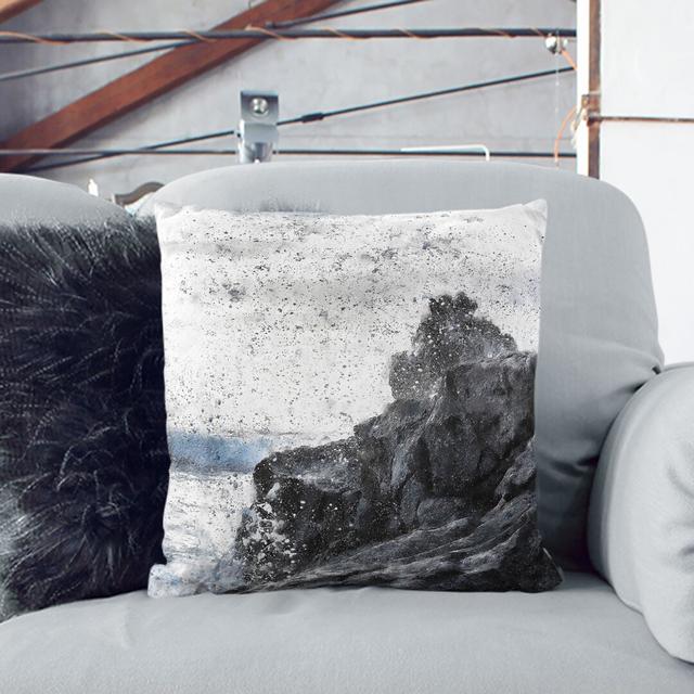 Waves Crashing in Lanzarote Spain Painting Cushion with Filling East Urban Home Backing Colour: Black, Size: 40cm H x 40cm W x 15cm D on Productcaster.