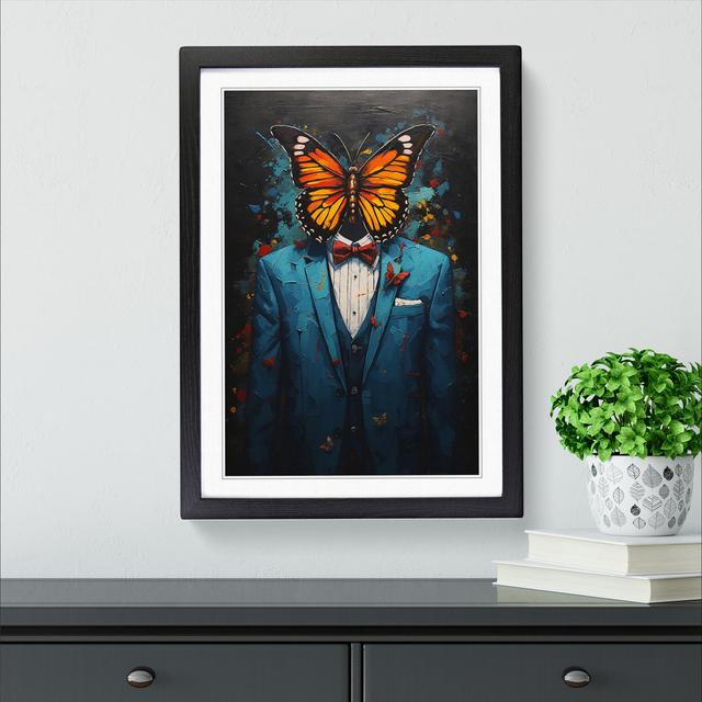 Butterfly In A Suit Painting No.3 - Single Picture Frame Print on Wood Big Box Art Size: 34cm H x 25cm W x 2cm D, Frame Colour: Black Framed on Productcaster.