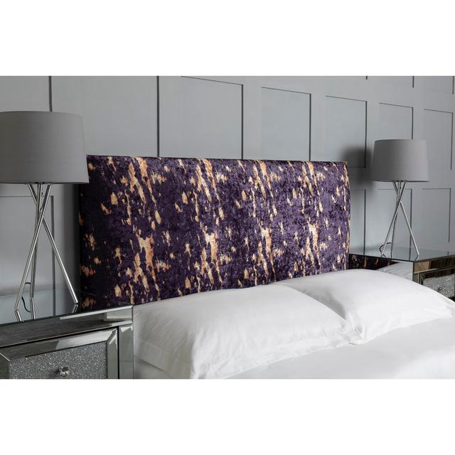 Upholstered Headboard, Paint Splash Marble Velvet Designer Fabric, Made In England Williston Forge Upholstery: Plum, Size: Single (3') on Productcaster.