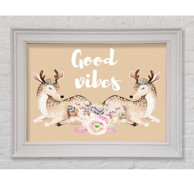 Good Vibes Woodland Animals - Single Picture Frame Art Prints Union Rustic Size: 21cm H x 42cm W x 8cm D on Productcaster.