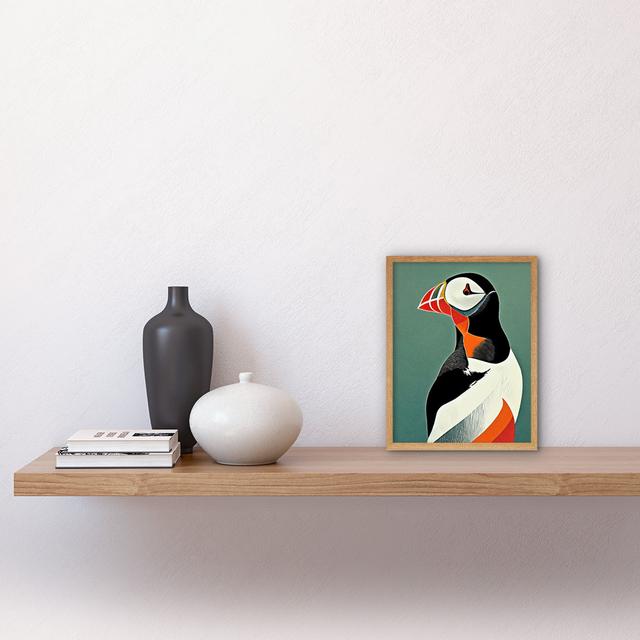 Bright Colourful Atlantic Puffin Bird - Print Wee Blue Coo Format: Light Brown Framed Paper, Size: 25.9cm H x 20.6cm W on Productcaster.