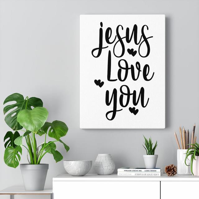 Jesus Love You - Wrapped Canvas Print Blue Elephant Size: 36cm H x 28cm W on Productcaster.