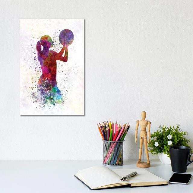 Young Woman Basketball Player in Watercolour III by Paul Rommer - Wrapped Canvas Painting Latitude Run Size: 30.48cm H x 20.32cm W x 1.91cm D on Productcaster.