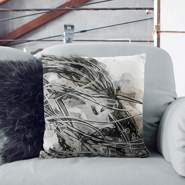 Graffiti Art in Abstract Cushion with Filling East Urban Home Backing Colour: Stone, Size: 40cm H x 40cm W x 15cm D on Productcaster.