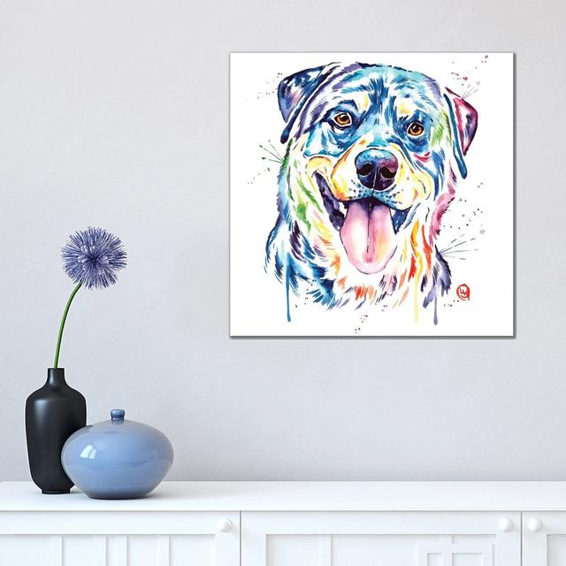 Rottweiler by Lisa Whitehouse - Wrapped Canvas Painting ClassicLiving Size: 45.72cm H x 45.72cm W x 3.81cm D on Productcaster.