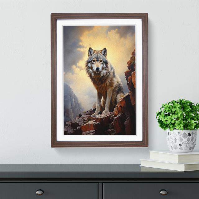 Wolf Hard Edge No.2 - Single Picture Frame Print on Wood Alpen Home Size: 46cm H x 34cm W x 2cm D, Frame Colour: Walnut on Productcaster.