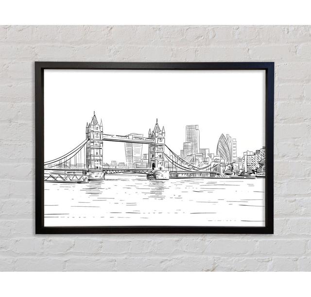 Tower Bridge Outline 1 - Single Picture Frame Art Prints on Canvas Bright Star Size: 59.7cm H x 84.1cm W x 3.3cm D on Productcaster.