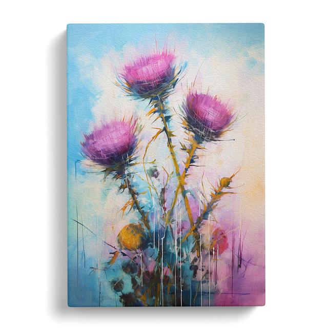 Thistle Action Painting - Art Prints Marlow Home Co. Size: 60cm H x 40cm W x 3cm D on Productcaster.