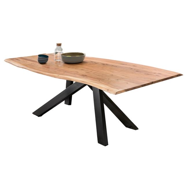 Lindemann Dining Table Williston Forge Size: H77 x L200 x W100cm, Table Base Colour: Black on Productcaster.