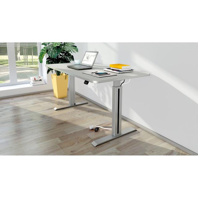 Pixa Adjustable Metal Base Standing Desk Inbox Zero Size: 74-123cm H x 120cm W x 80cm D, Top Colour: Light Grey on Productcaster.