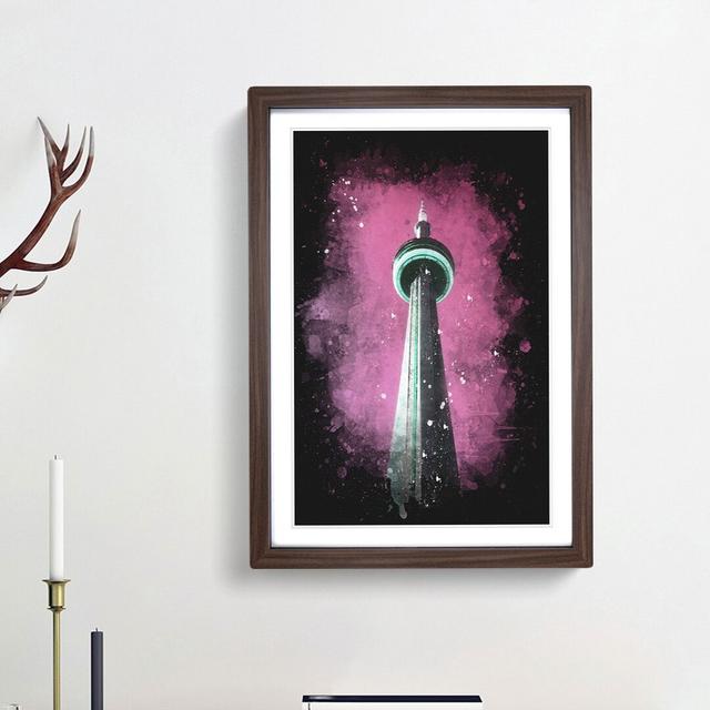 CN Tower in Toronto Canada - Picture Frame Painting Print East Urban Home Size: 87cm H x 62cm W x 2cm D, Frame Option: Walnut Framed on Productcaster.